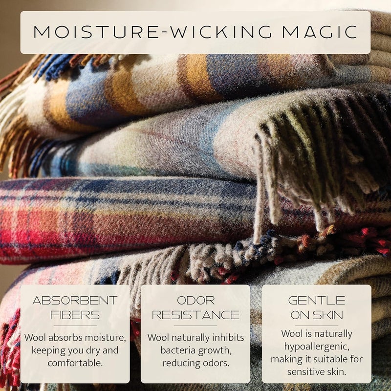 Pendleton Wool Blanket - Camping Blanket with Leather Strap Carrier - Plaid, Soft, Virgin Wool, Backpacking Blanket for Warmth and Comfort, Outdoor Adventures, Travel, Picnics, and Cozy Home Comfort - Image 4